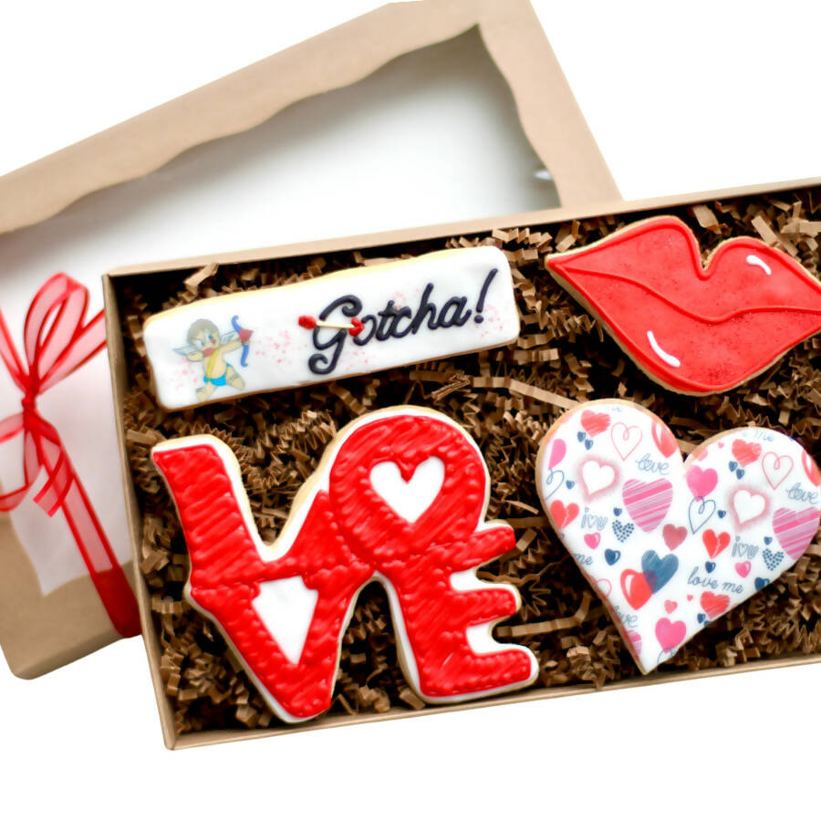 4 Pc. Valentine Love Cookie Gift Box Set